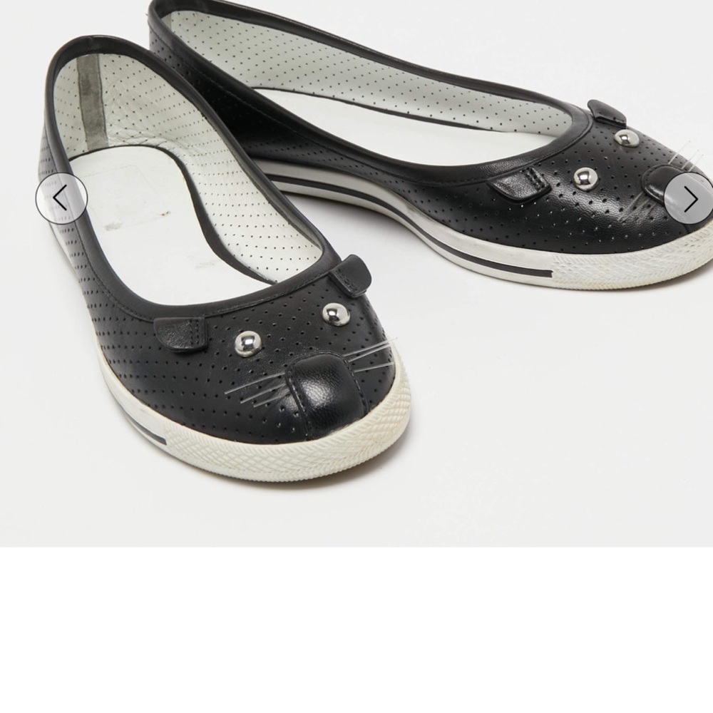 Marc By Marc Jacobs Black Perforated Mouse-Detail Ballet Flats
